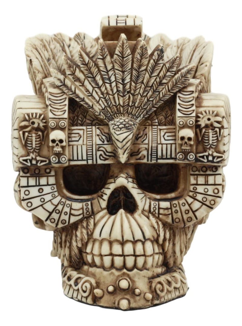 Ebros Gift Ebros Aztec Empire Emperor Montezuma Skull Statue Tenochtitlan King Moctezuma I Halloween Skeleton Cranium Head Figurine - Image 1
